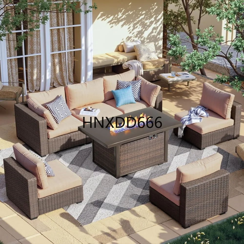 Outdoor Furniture Fire Table - 7-местный комплект садовой мебели с костровым