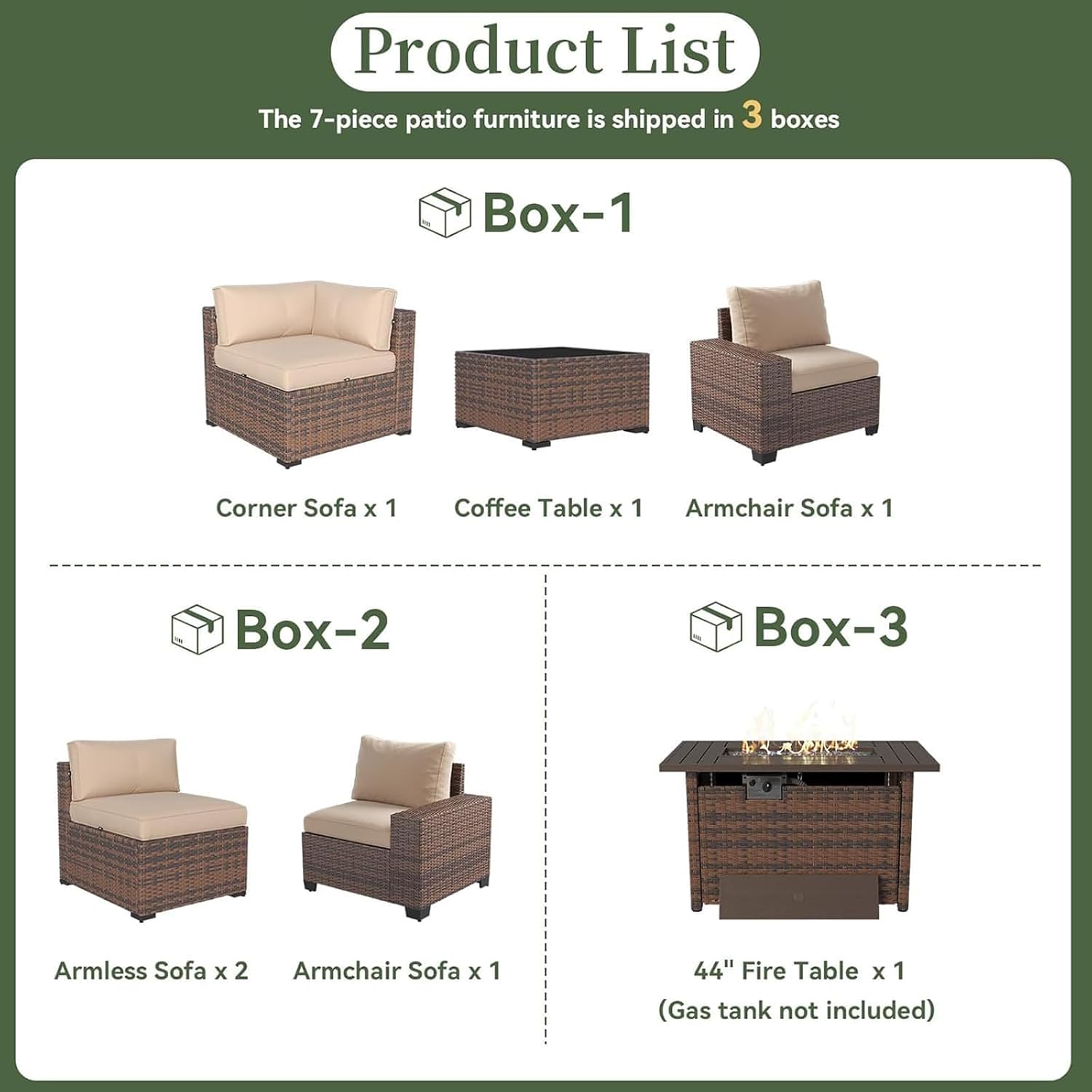 7-местный комплект садовой меб – обзор и цена Outdoor Furniture Fire Table