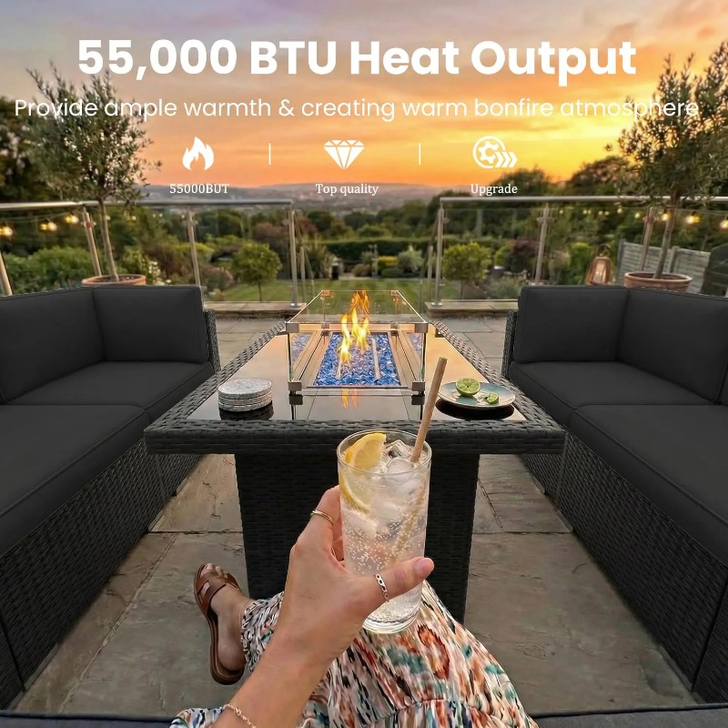 8-местный комплект плетеной ме – обзор и цена Outdoor Furniture Fire Table