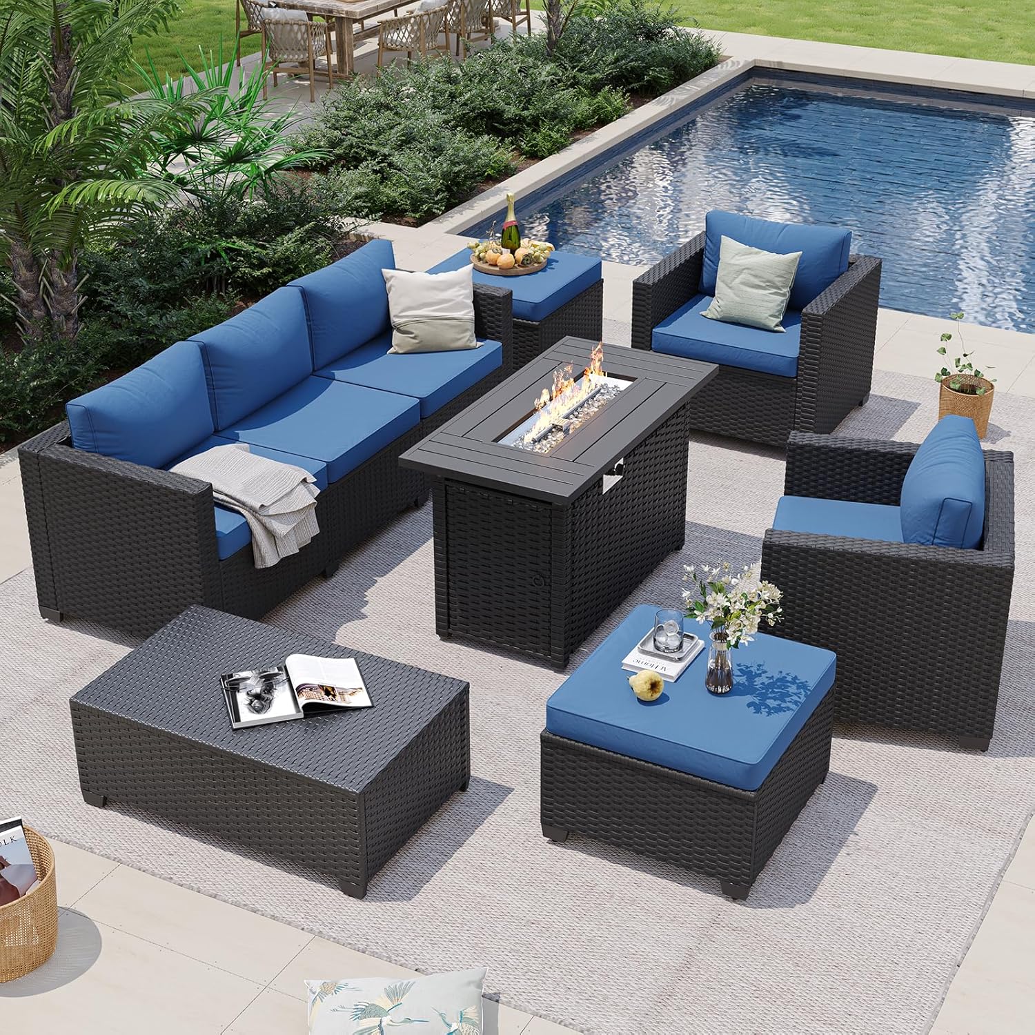 Синий уличный секционный диван – обзор и цена Outdoor Furniture Fire Table